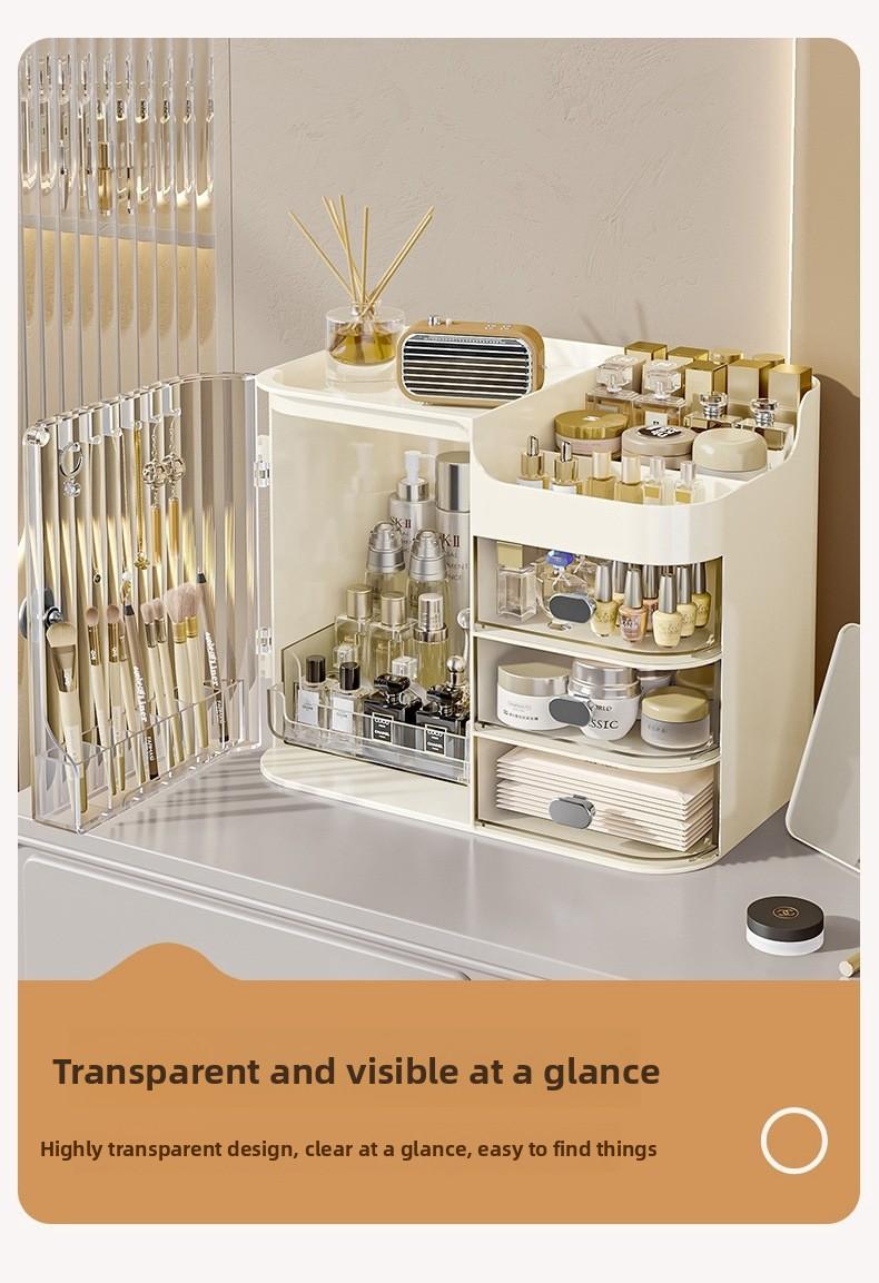 Light Luxury PP+PET Material, Cosmetic Dustproof Storage Rack, Multifunctional Transparent Lipstick and Skincare Display Rack, Large Capacity Face Mask Cosmetic Organizer Box