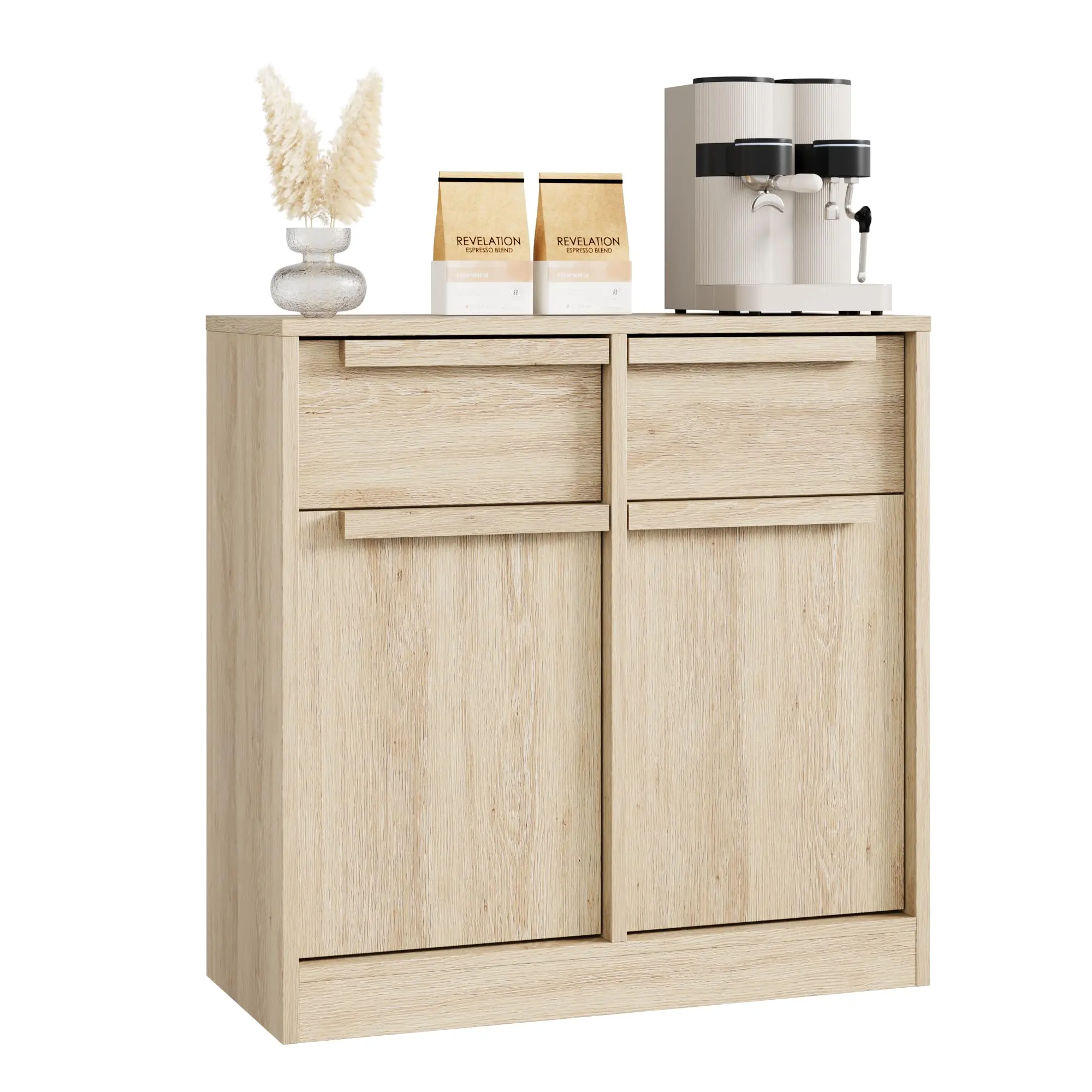 62.4‑Inch Sideboard Buffet Cabinet with 4 Drawers, Large Storage Coffee Cabinet, Modern Buffet Table for Kitchen, Dining Room and Living Room