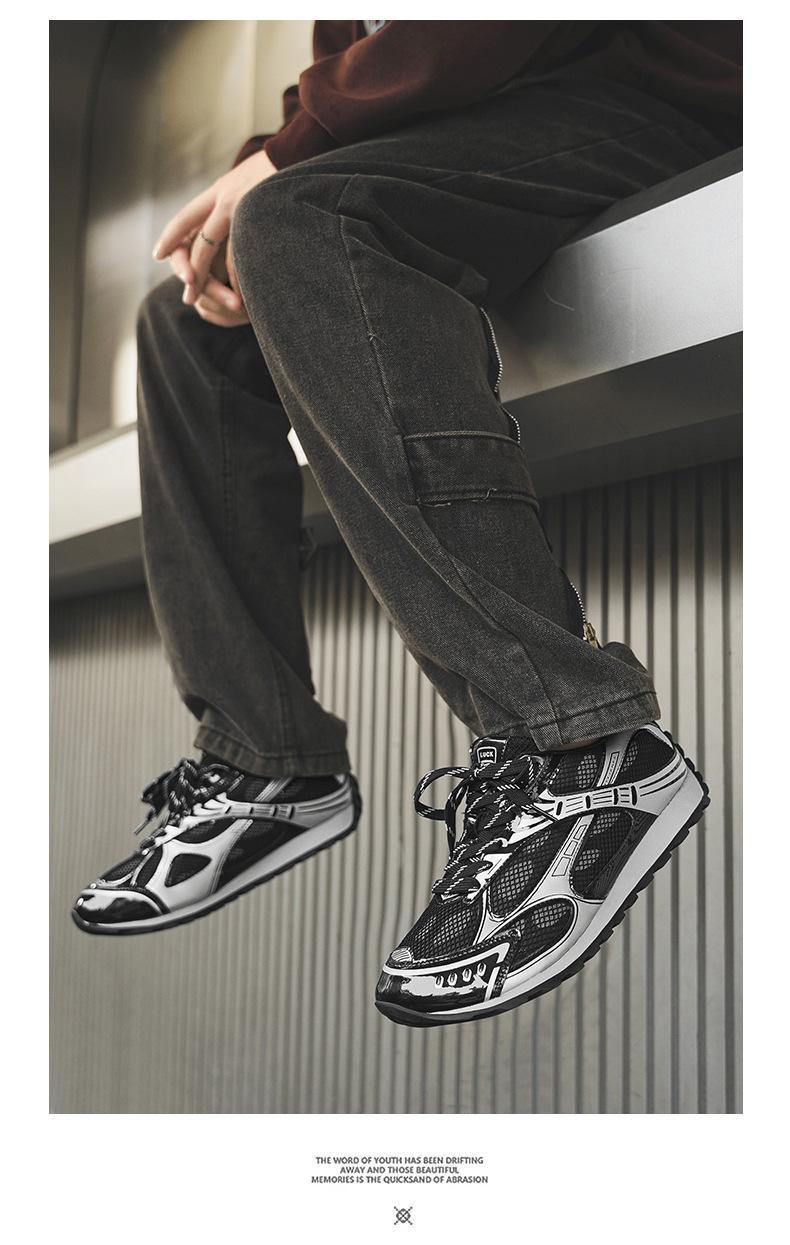 Bestselling Silver Chunky Sneakers for Women, New Summer Style, Thick-Soled Height-Increasing, Retro Breathable Mesh Sports Shoes for Men Silver Mesh Sneakers That Go With Every Outfit  Obsessed!