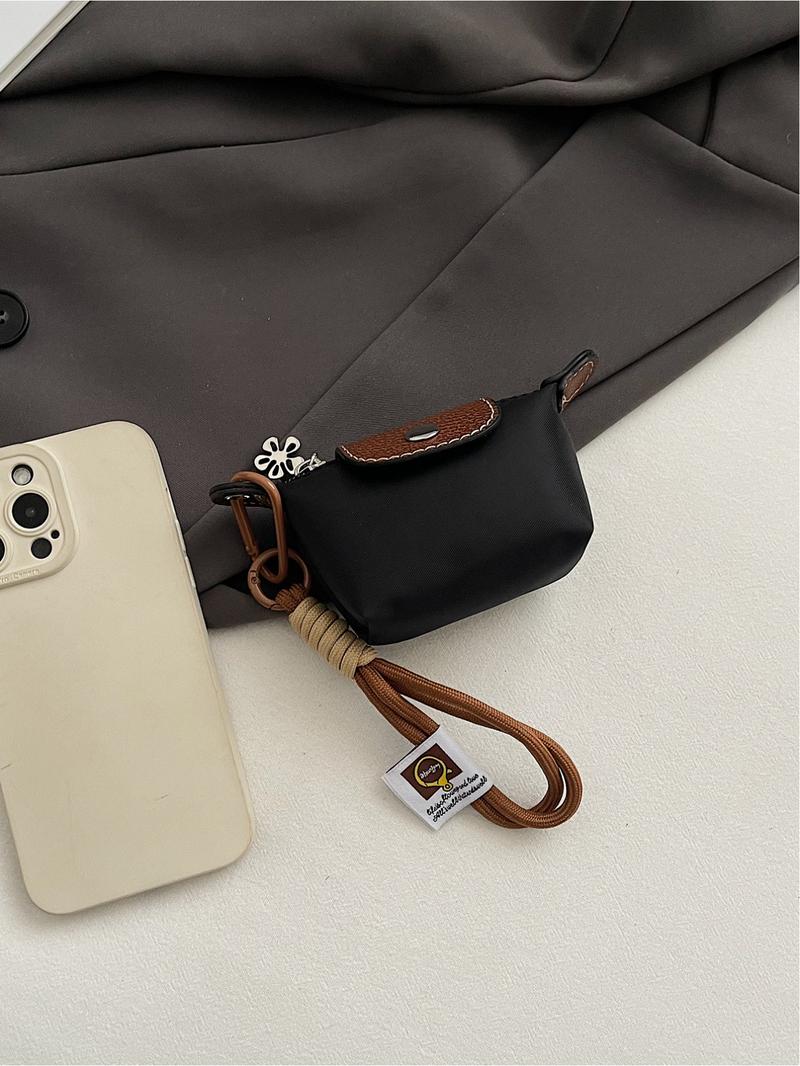 Mini fashion handbag dumpling bag Longxiang bag creative color matching change lipstick storage bag small hanging bag ultra mini nylon dumpling bag coin purse hanging decoration card bag key headphone lipstick storage bag Crossbody Purses