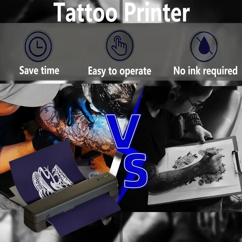 Tattoo Template Printer Thermal Printer DIY Tattoo, Wireless Mini Tattoo Transfer Printer, Compatible With Smartphones And IOS, Comes With 5 A4 Tattoo Papers, 5 Printing Papers, Perfect Holiday Gift