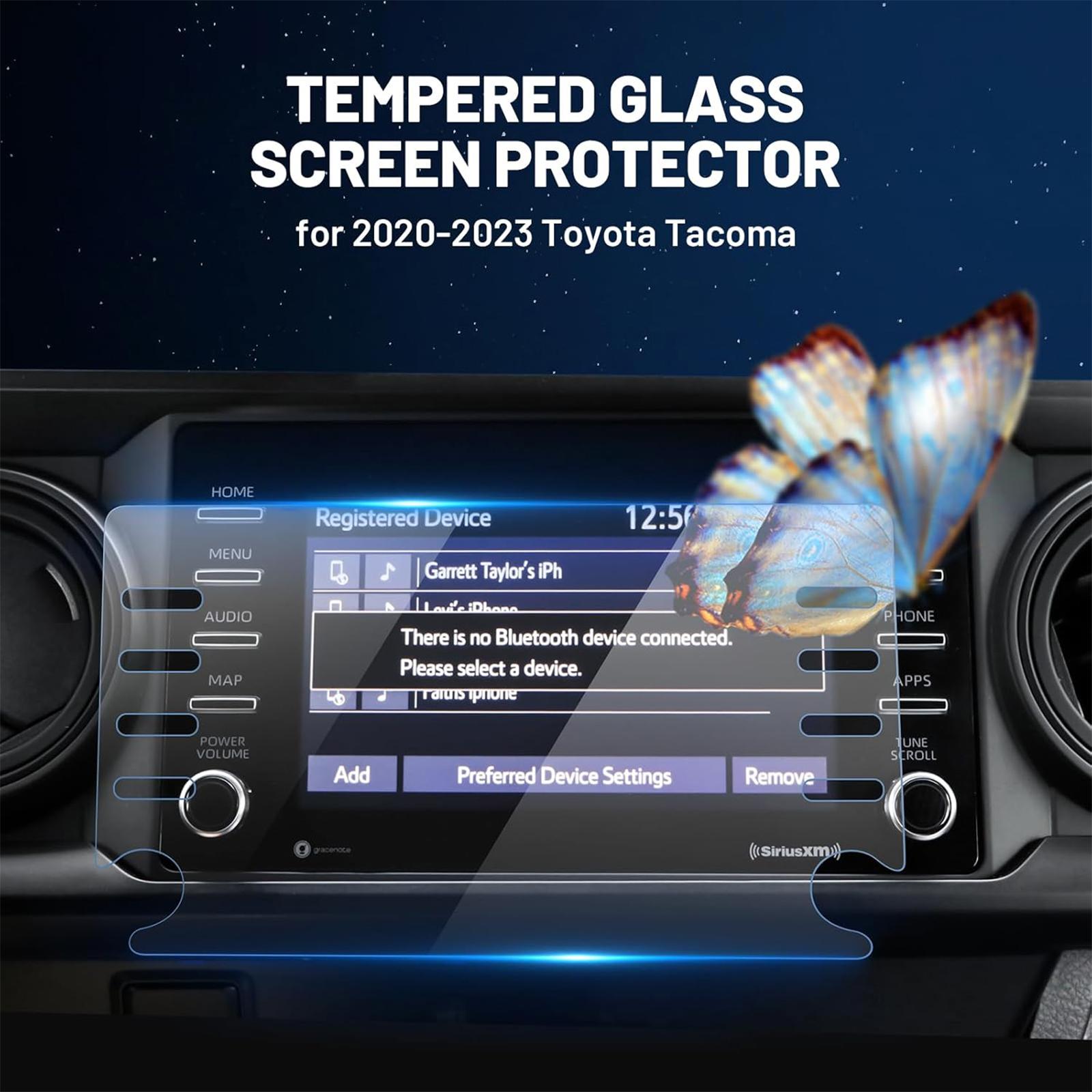 Canvcle 2PCS Tacoma Screen Protector for 2020-2023 Toyota Tacoma(SR5/TRD Sport/TRD Off-Road/Trail Special Edition/TRD Pro/Limited) 8-inch Touch Screen Tempered Glass Protective Anti-Glare