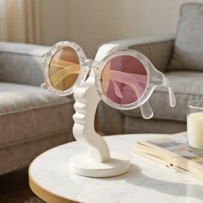 Modern Curved Glasses Stand, Elegant Side Face Holder, Minimalist Design, Protective Glasses Case for Desks or Nightstands, Thin