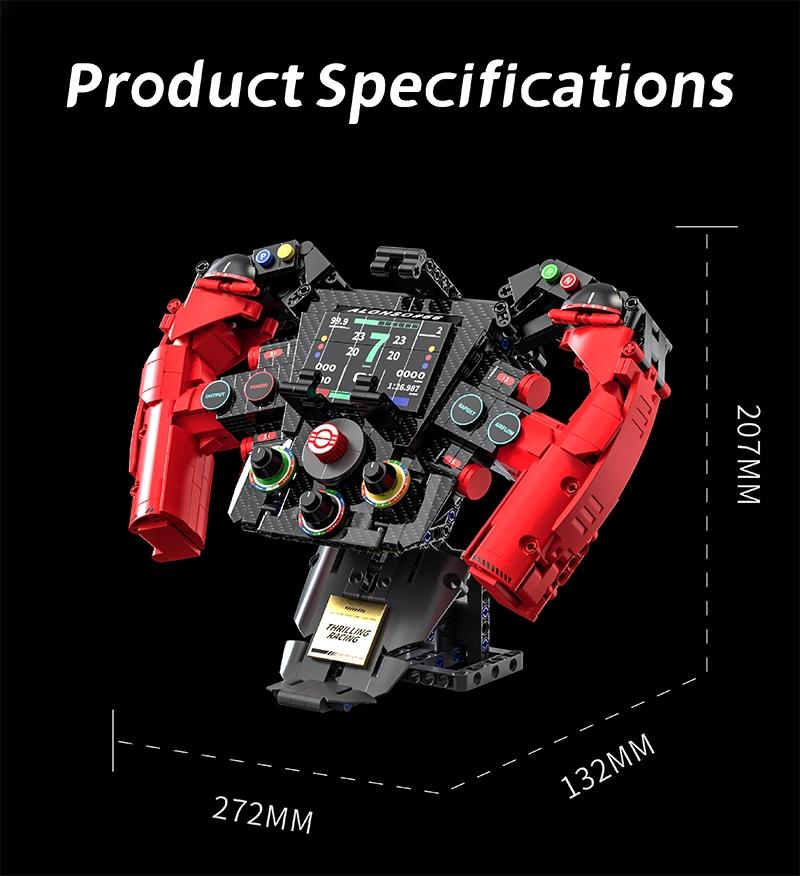 971Pcs Formula Racing Vehicle Steering Wheel MOC Blocks Supercar Model Building Toys Gifts for Adult Boys Technical Bricks Sets