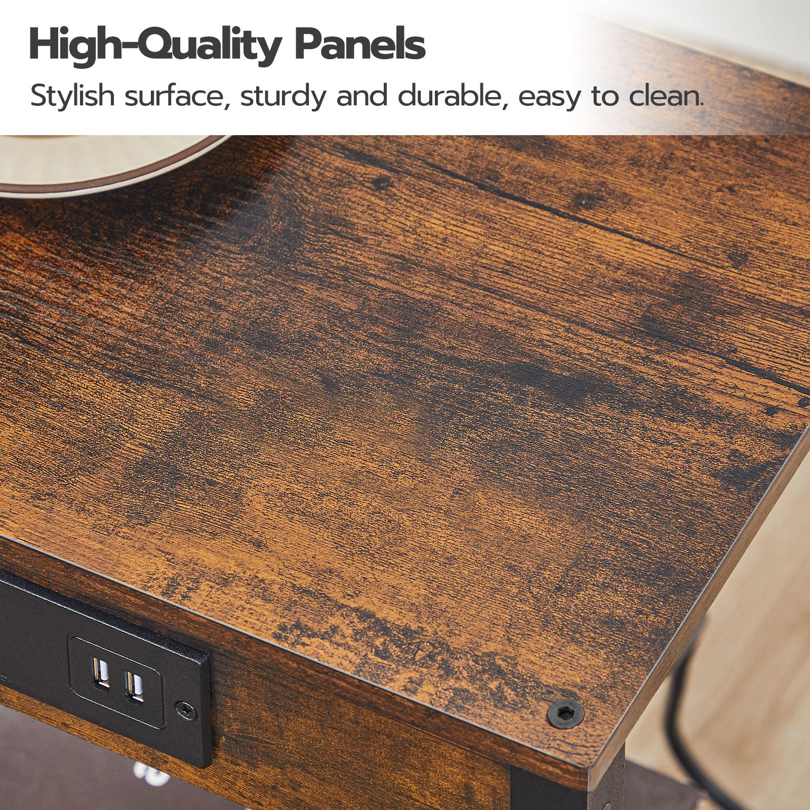 HOOBRO Side Table with Charging Station, End Table with USB Ports and Outlet, Nightstand with Storage Shelf, Faux Rattan Style, for Living Room HOOBRO Side Table with Charging Station, End Table with USB Ports and Outlet, Nightstand with Storage Shelf, Faux Rattan Style, for Living Room