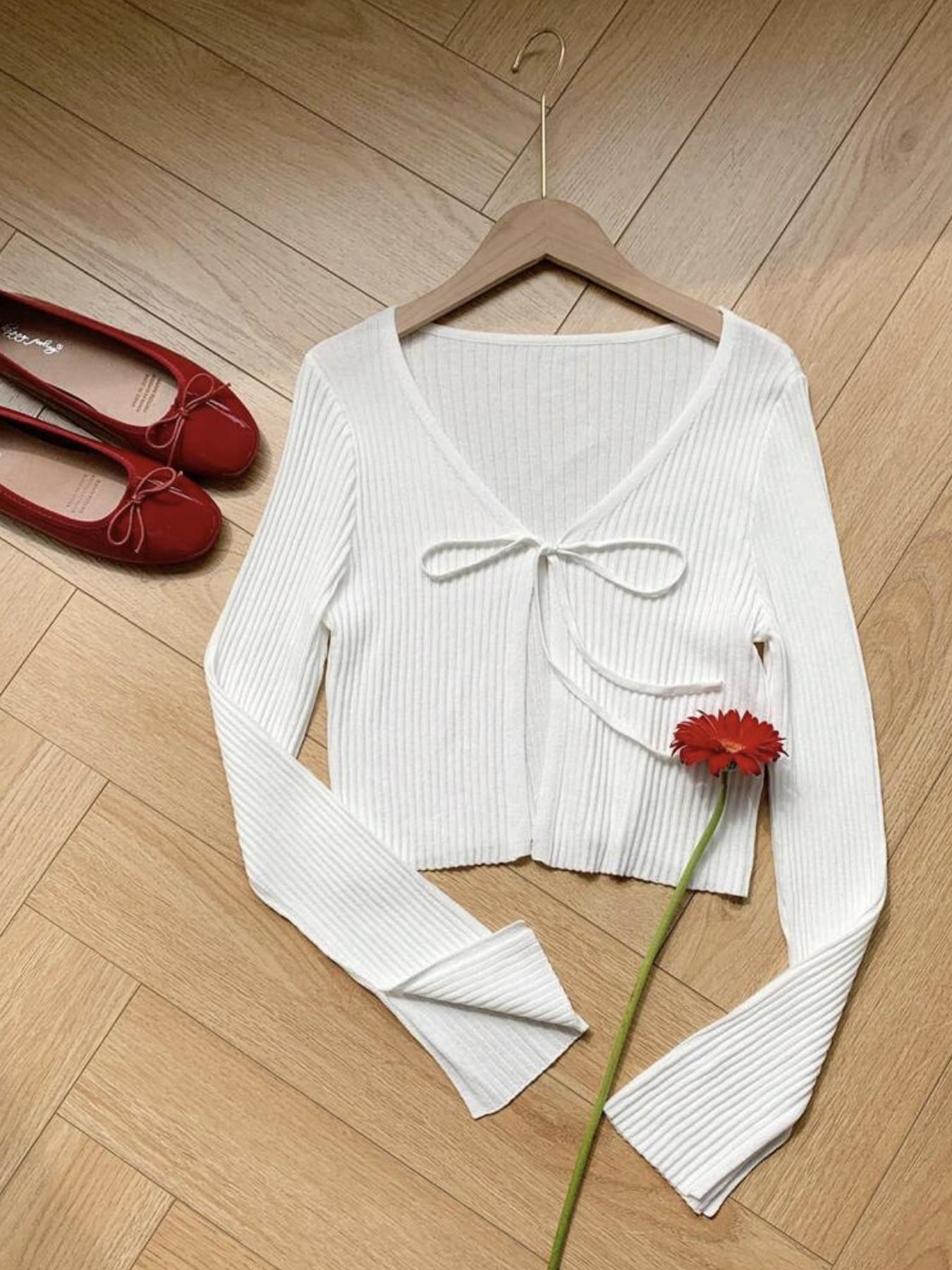 Women's Casual Spring Summer Knit Sweater Cardigan with Tie Front, Loose-Fitting Plain Open Front Jacket for Chic Style and Versatile Wear