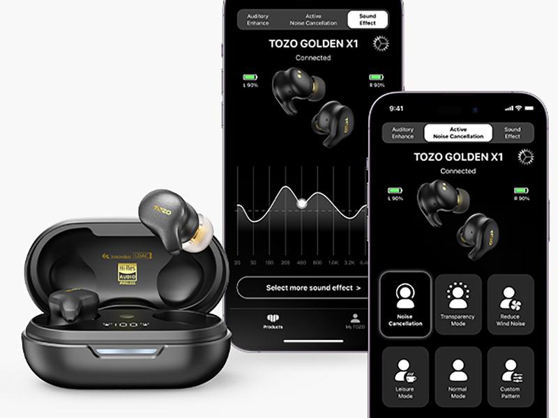 TOZO-Golden X1 Wireless Earbuds Balanced Armature Driver and Hybrid Dynamic Driver Audio Headphone Electronic Headset app control FathersDayGift