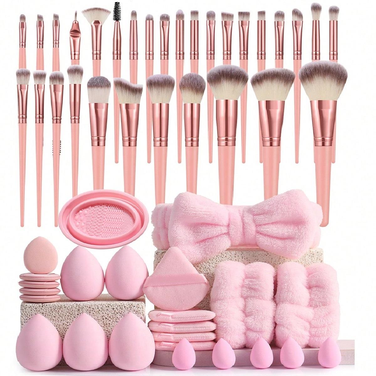 54PCS Professional Makeup Tool Set - Complete Cosmetic Brush, Sponge, Puff, Headband & Brush Cleaning Bowl Kit - Multi-Use Facial Makeup & Cleaning Accessories for Daily & Pro Use, All-in-One Makeup Essentials Set ,Gifts For Women