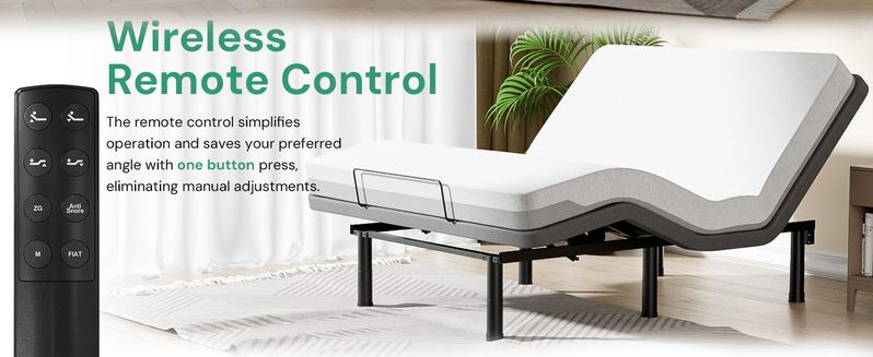 Adjustable Bed Frame with Wireless Remote, Electric Bed Frame, Head and Foot Incline, Adjustable Leg Heights Bed Base, Memory Pre-Sets, Anti-Snore, Twin XL Adjustable Bed Frame with Wireless Remote, Electric Bed Frame, Head and Foot Incline, Adjustable Leg Heights Bed Base, Memory Pre-Sets, Anti-Snore, Twin XL