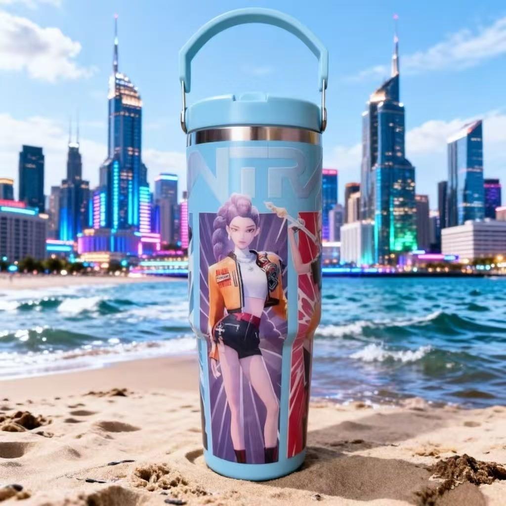 30oz K-Top Ice Cup for Car, Stainless Steel Vacuum Straw Insulated Mug, New Model, Perfect for On-The-Go Use, Durable & Stylish Design