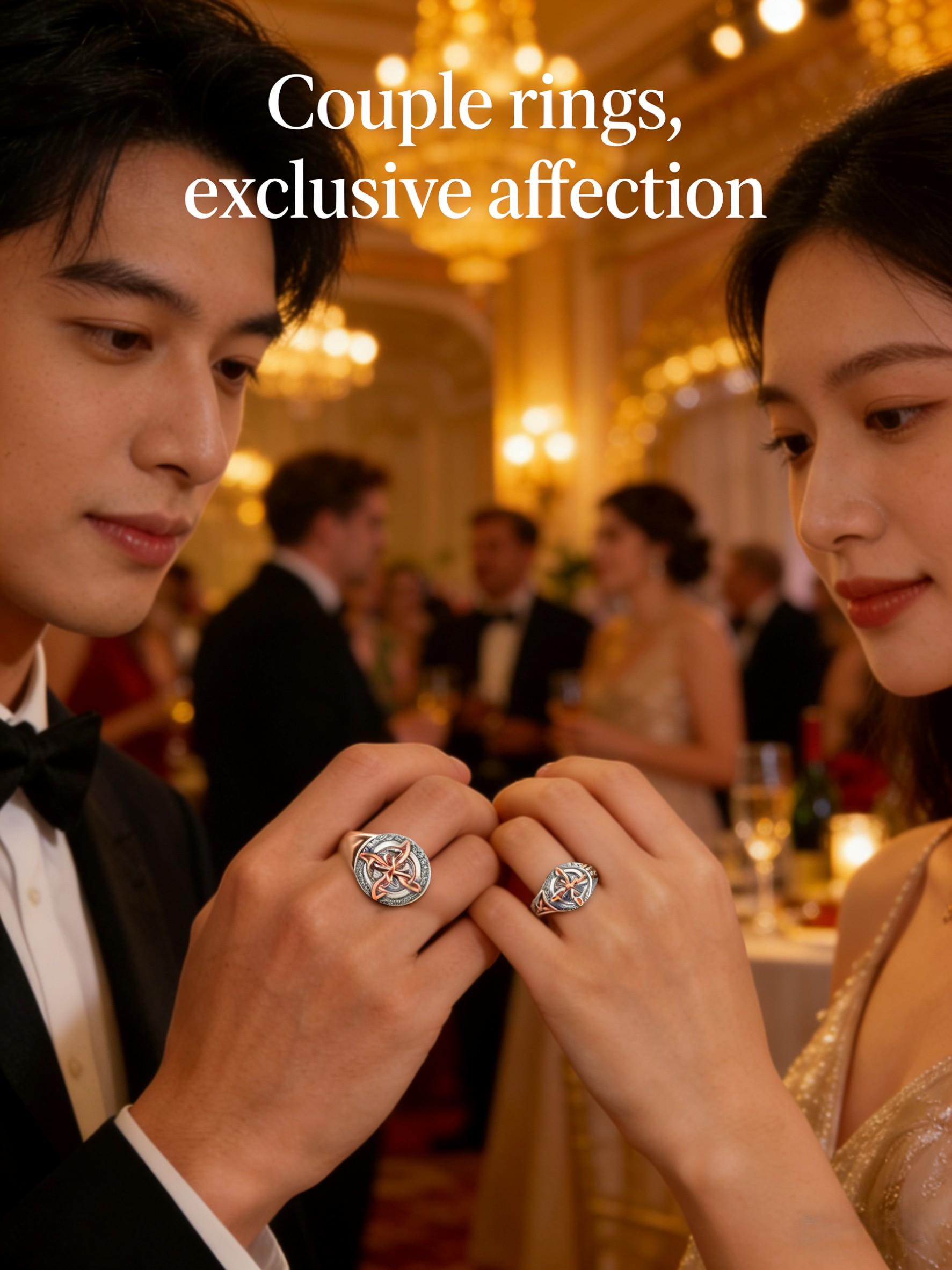 Women's Silver Color Rose Gold Witch Knot Ring, Celtic Knot Design, Embedded Cubic Zirconia Stone, Elegant Jewelry Accessory