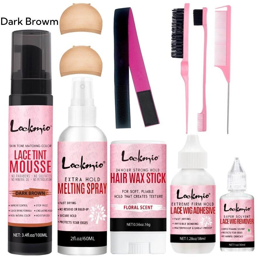 Hair Styling Tool Set, 11-Piece Set with Hair Wax Stick, Lace Wig Glue, Lace Wig Remover, Melting Spray, Lace Tint Mousse, Wig Cap, Hair Band, Brush and Comb, Lace Wig Adhesive Kit #TOP PICKS