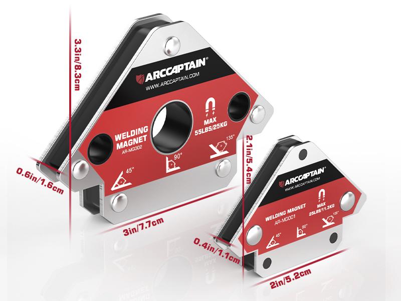 ARCCAPTAIN Welding Magnets 25LB & 55LB & 75LB Welding Magnet Set, Magnetic Welding Holder, Holding Power Welding Accessories Adjustable Angle Welding Magnet Holder Heavy Metal Duty Tool Kit