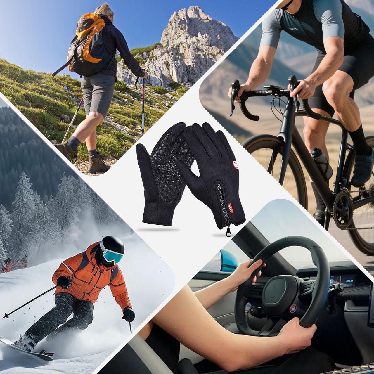 Winter Warm Touch Screen Gloves for Men & Women Windproof Waterproof Cycling Fishing Outdoor Work Sports Black Gray Pink Hand Cover with Touchscreen Fingers & Anti-Slip Palm