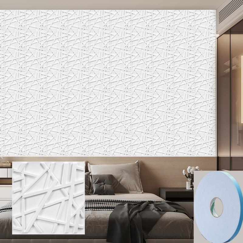 20/30pcs 3D Textured PVC Wall Panels, Waterproof & Moisture-Proof, Easy Install with Adhesive Tape - Modern Abstract Design for Stylish Home Decor, 11.8 x 11.8 inch, Waterproof Wall Panels
