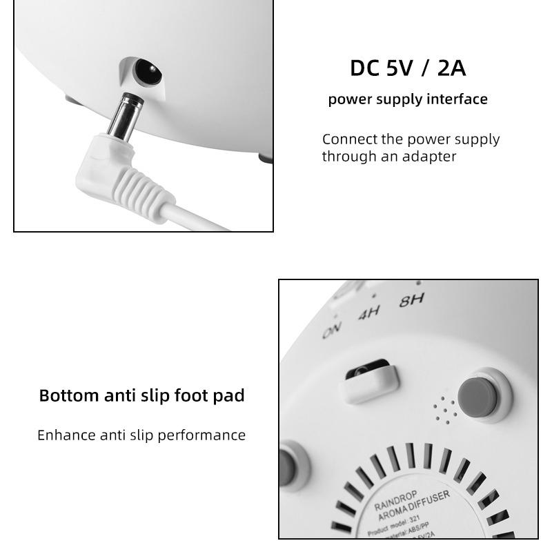 USB Plug-In Essential Oil Diffuser 450ML Cloud Humidifier Fragrance Aroma Humidifier Raindrop Filter with Music, Colorful LED Lights, Timer & Auto Shut-Off