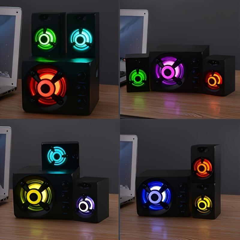 BOBO 3-Speaker Split Computer Audio System with Bass &Treble Knob Control, 3D Surround Sound, RGB Lighting USB-Powered 2.1 Stereo for Gaming/Video Desktop PCSpeakers, Modern Speaker Design, Highquality Audio