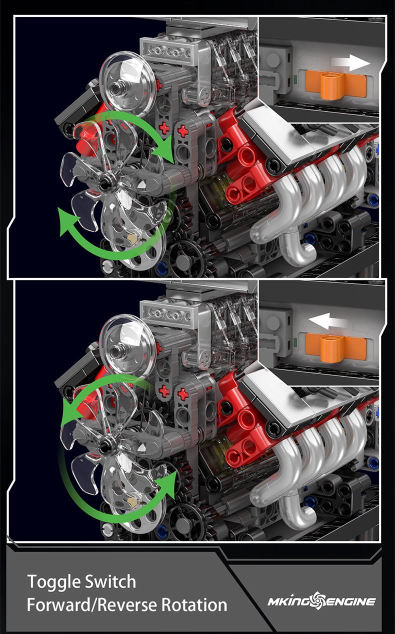 Mould King 10225 V8 Engine Motor That Runs Building Block Toy STEM Construction 855 Pcs