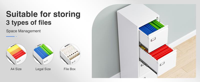 Yizosh 4 Drawer Black File Cabinet with Lock, Filing Cabinets for Home Office, Metal Locking Office File Storage Cabinets with Drawers, Vertical Small Filing Cabinet Organizer for Legal/A4