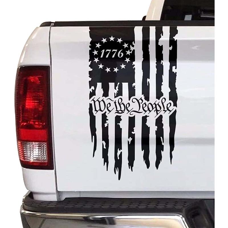 American Flag Pattern Car Sticker, Vintage American Flag Truck Rear Bumper Vinyl Decal, Car Exterior Decoration Accessories for Truck, Van, SUV, Truck Decals