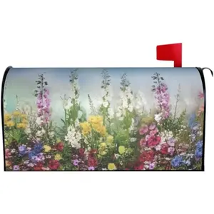 Spring Summer Floral Mailbox Cover Magnetic Standard Size Wildflowers Mailbox Wraps Post Letter Box Cover for Garden Yard Home Decor 21" x 18"
