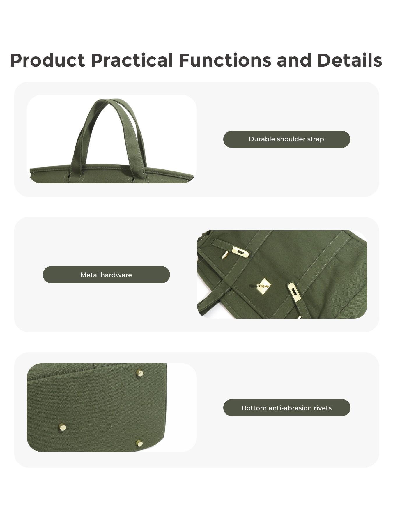 Canvas Tote Bag – Large Capacity Shoulder Handbag, Durable Commuter Bag, Casual Everyday Canvas Bag, Stylish Colorblock Design