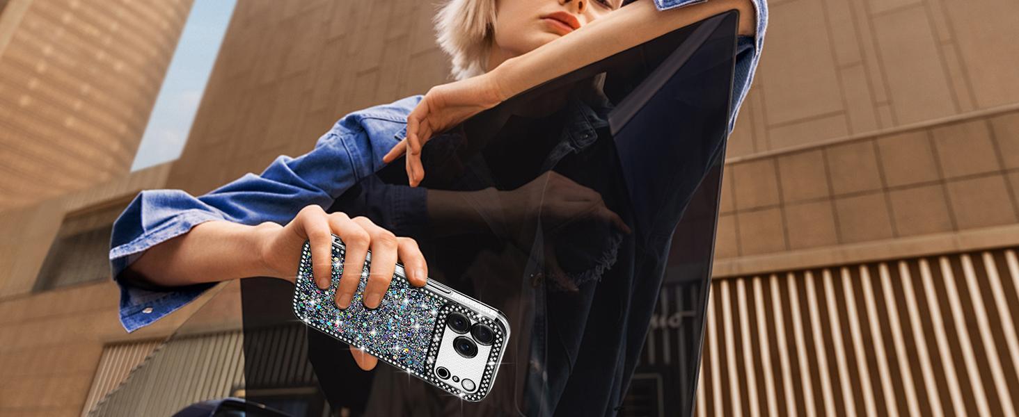 Lafunda for iPhone 17 Pro Max Case Glitter, Luxury Shiny Bling Sparkly Bumper Cover with Crystal Diamonds for Women Girls Soft Slim Shockproof Protective Phone Case for iPhone 17 Pro Max 6.9", Gold