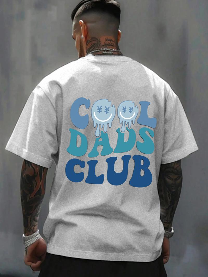 Men's Regular Fit Cool Dads Club Figure Print Round Neck Tee, Casual Short Sleeve Crew Neck T-shirt for Daily Wear, Fashion Men's Top for All Seasons, Tropical, Casual Style Tee