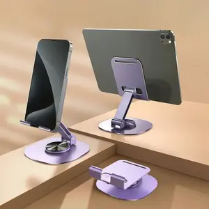 Phone Stand 360 Degree Rotatable Adjustable, Desktop Mobile Tablet Holder, Foldable Design, Portable Accessory, Durable Material