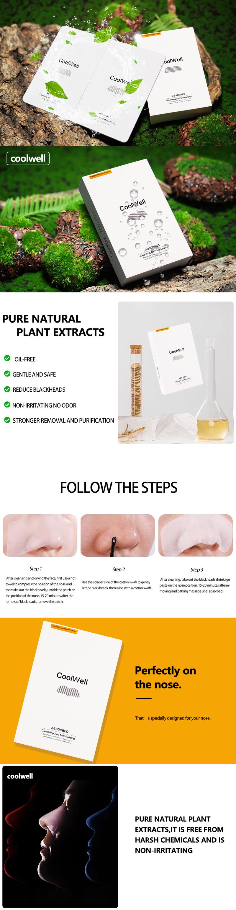 COOLWELL Blackhead Remover,Miracle Patch Melting Pack - NoseStrips for Blackheads, Pore Meltingand Soothing Sheets, 3 Step Kit,Sebum Removing Cotton Swabs nose patches for black heads,nose patches for pores,nose patches for black heads,nose patch