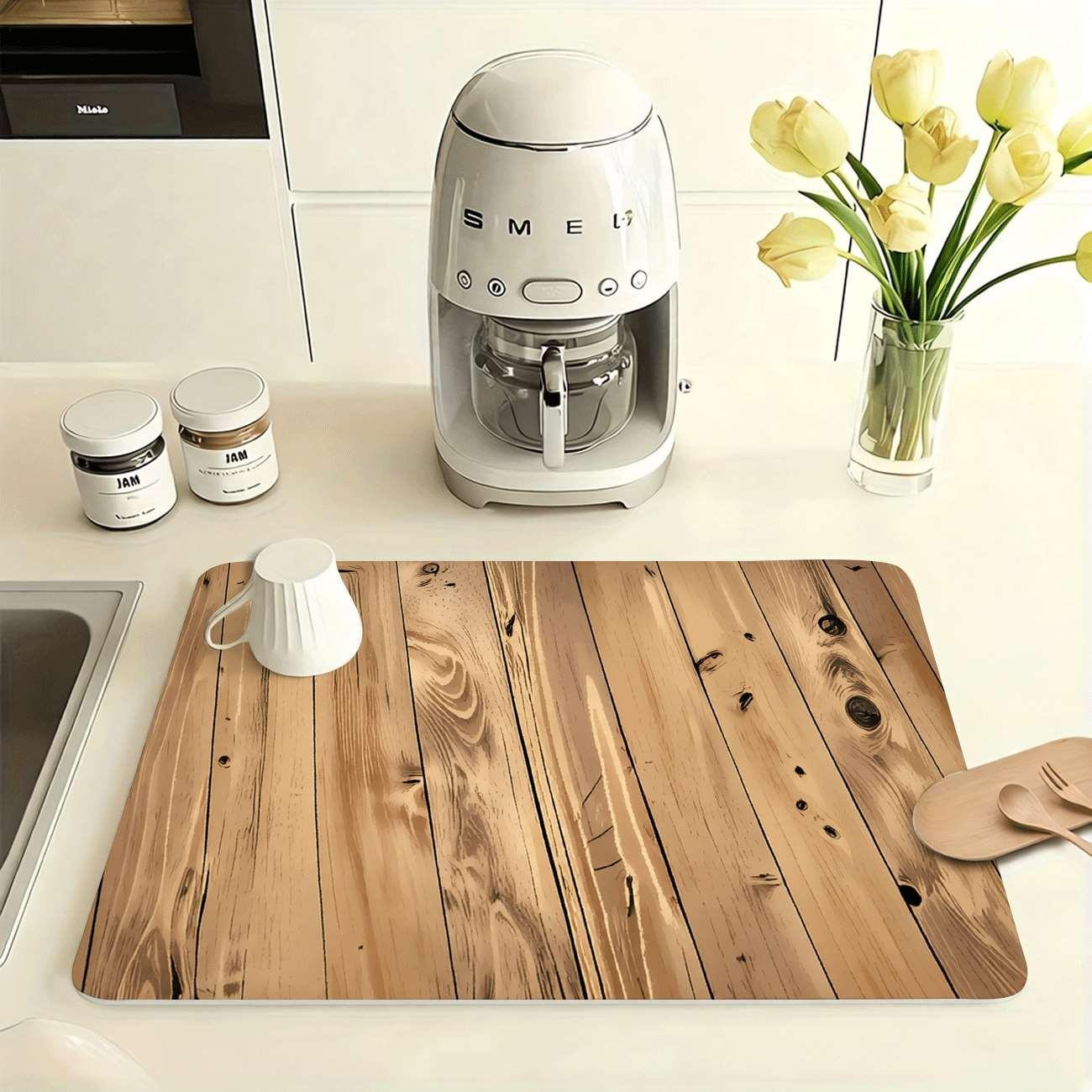 Multi-Functional Kitchen Bar Coaster, Vintage Wood Letter Print Rubber Mat, Easy Clean, Waterproof, Non-Slip, Durable, Home Decor