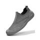 Men's Solid Color Mesh Breathable Slip-On Loafers, Soft Sole Anti-Slip Hand-Stitched Walking Shoes, Lightweight Casual Dad Shoes