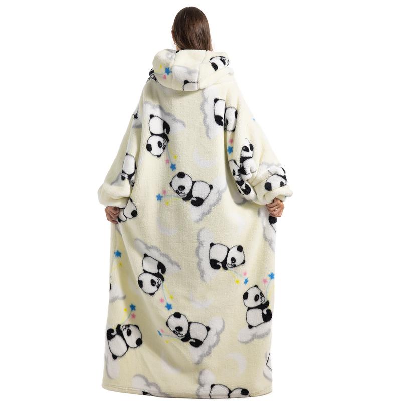 Msrlassn Cute Cartoon Pattern Valentine's Day Hooded Blanket as Birthday Gifts for Mom Women Girlfriend Men, Oversized Wearable Hooded Sweatshirt Pullover, Large Warm and Cozy Loungewear Womenswear Large Pocket Pajamas