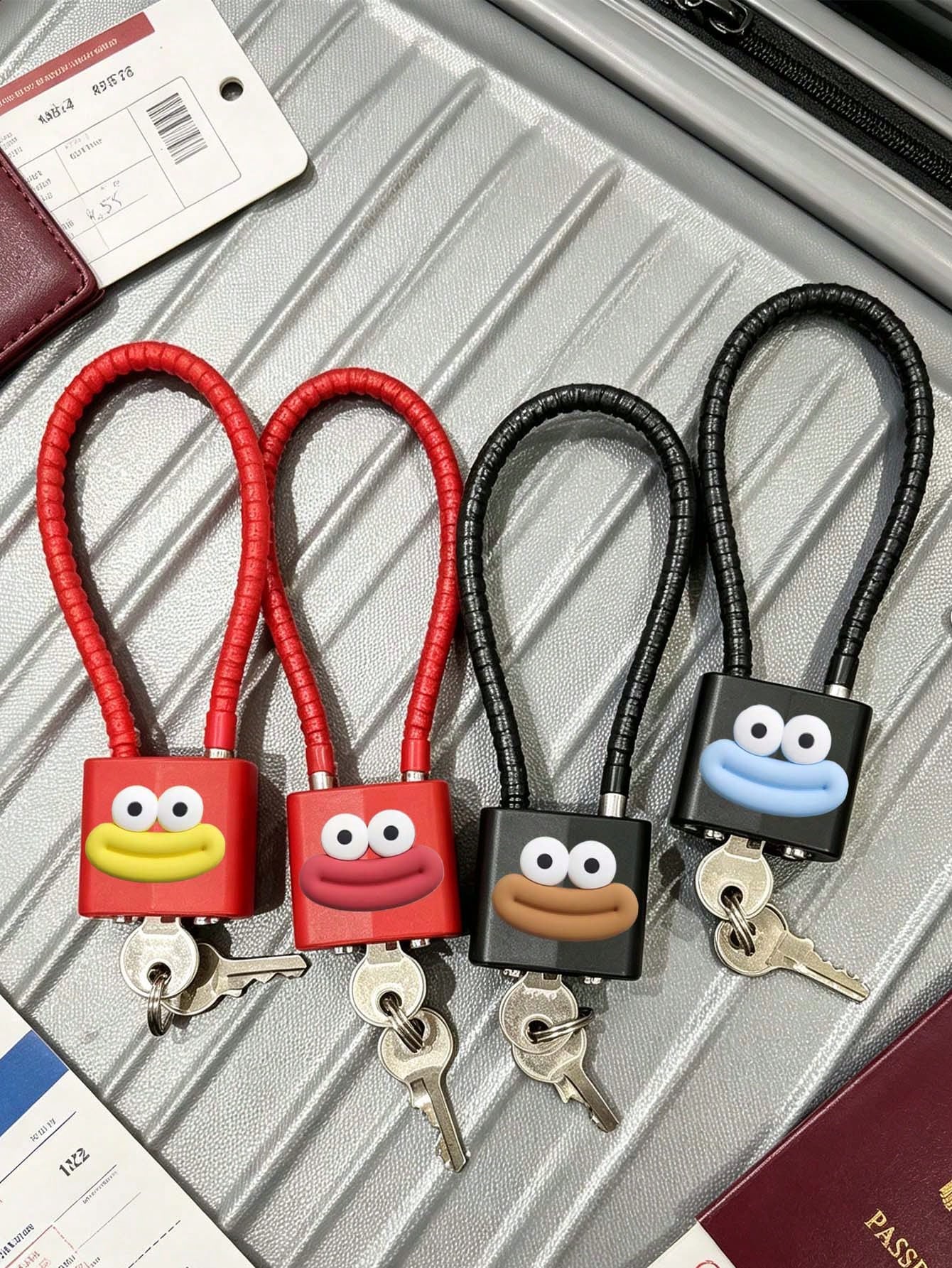 Cute Lips Pattern Cable Stainless Steel Padlock, Mini Anti-Theft Travel Lock for Luggage Backpack Gym Locker Cabinet, Multipurpose Security Lock, Ideal Back to School Travel Birthday Holiday Gift for Students Teachers Friends