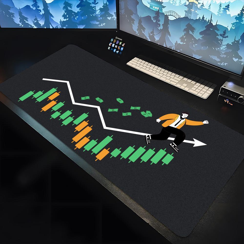Stock Market Candle Chart Kawaii  Mouse Pad large keyboard mouse desk pad non-slip rubber gaming mouse pad laptop carpet 600x300
