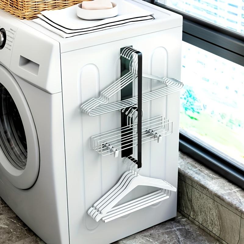 1 magnetic hanger storage rack, washing machine hanger storage rack, wardrobe laundry hanger stacking rack, balcony drying and wall hanging hanger storage rack - no punching design, simple installation, convenient storage