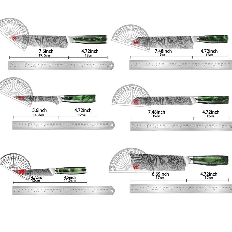 1piece Damascus steel, Stainless textured Japanese knife laser blade kitchen knife professional set sharp fish bread boning knife, gift for friends