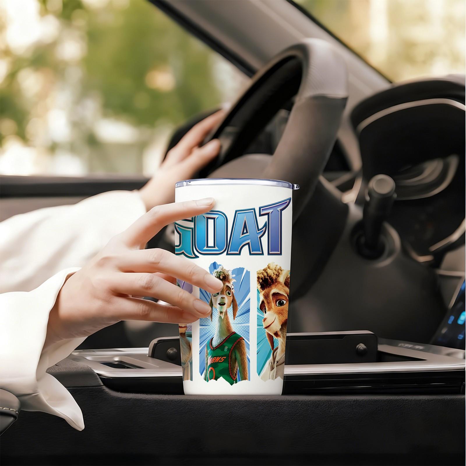 Auracup 1 Pc Insulated Mug, Tumbler with Movie Style Goat Basketball Pattern, 20oz Double Wall Vacuum Stainless Steel Design, Keeps Drinks Hot for 12 Hours and Cold for 24 Hours, Leak Proof Lid, Cinematic Sport Theme with Celebration Party Vibe, Durable