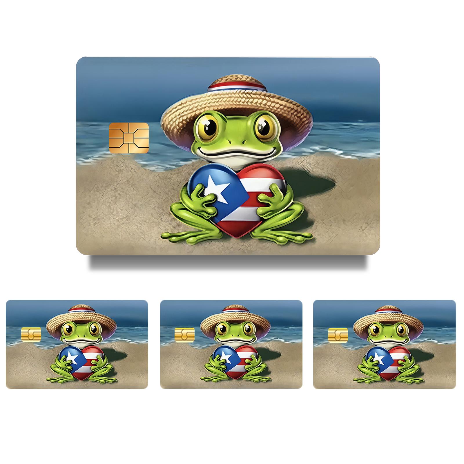 Frog Design Credit Card Skin Sticker, 4 Counts/Set Thin Waterproof & Scratch Resistant Credit Card Decal, Personalized Bank Card Decorative Sticker