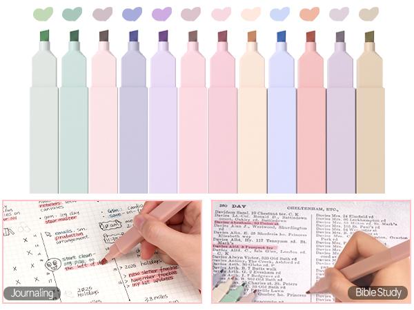 Nicpro 55 Pack Aesthetic School Supplies, Bible Study Supplies with Cute Pen Case, 12 Pastel Highlighters, 11 Color & Black Ink Gel Pens, 6 Mechanical Pencils, Bible Study Kit for Women Girls Stationery