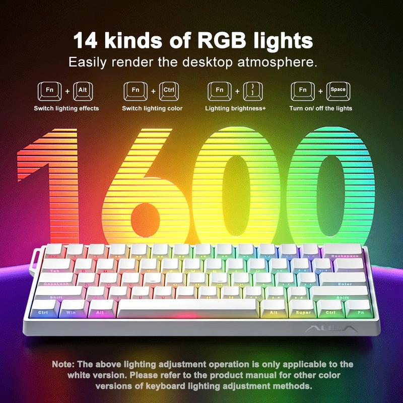 AULA Win60 HE wired game keyboard, 60% arrangement, 61-key portable mini layout, cool RGB lighting effect, sensitive magnetic axis, high-performance chip, compatible with Windows/AMC system, suitable for e-sports office, Gaming Keyboard, Backlit Keyboard