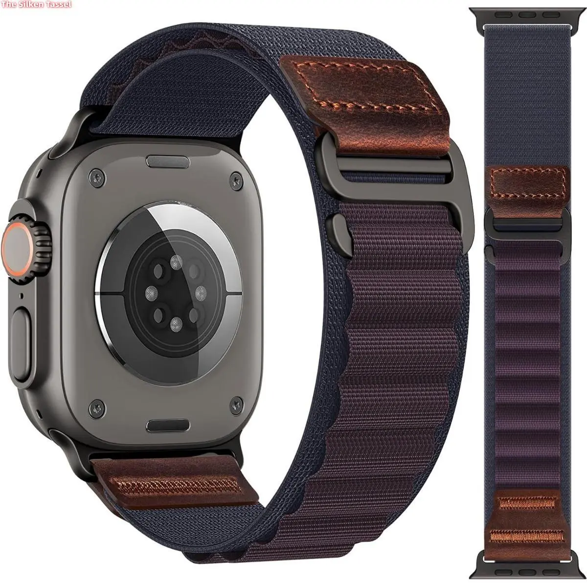 Leather Tag Alpine Loop Nylon Woven Watch Band, Adjustable Replacement Strap Compatible With Apple Watch Series1-11 SE Ultra,38/40/41/42/44/45/49mm All Sizes(Watch Not Included) Wearable Accessory Wearable Tech Accessories tiktokshopbacktoschool