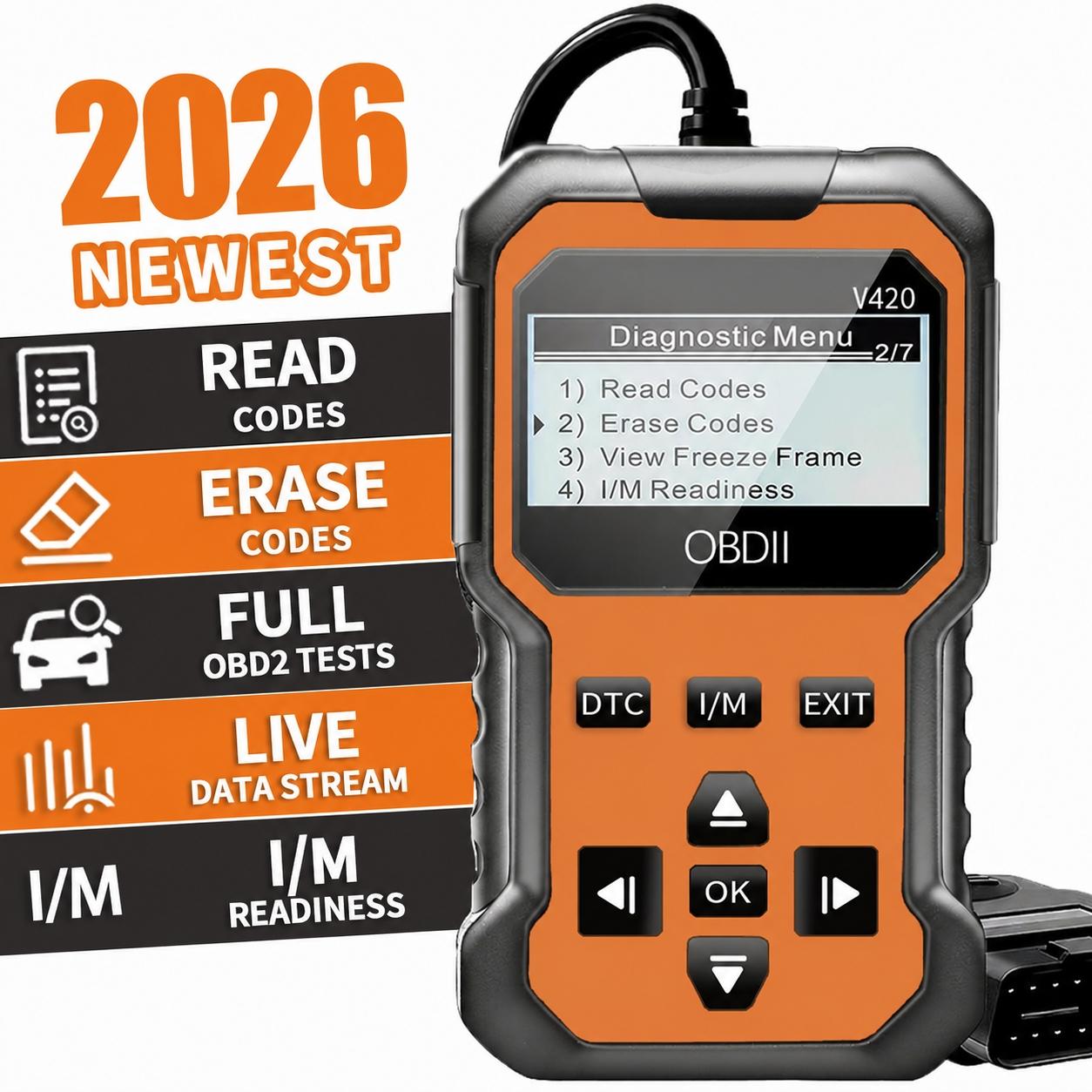 OBD2 Diagnostic Scanner, 1 Count Accurate Code Reader, Efficient Engine Light Diagnostic Aid, and Reliable Battery Voltage Tester for OBD2 - Compliant 12V Cars and Trucks Since 2003