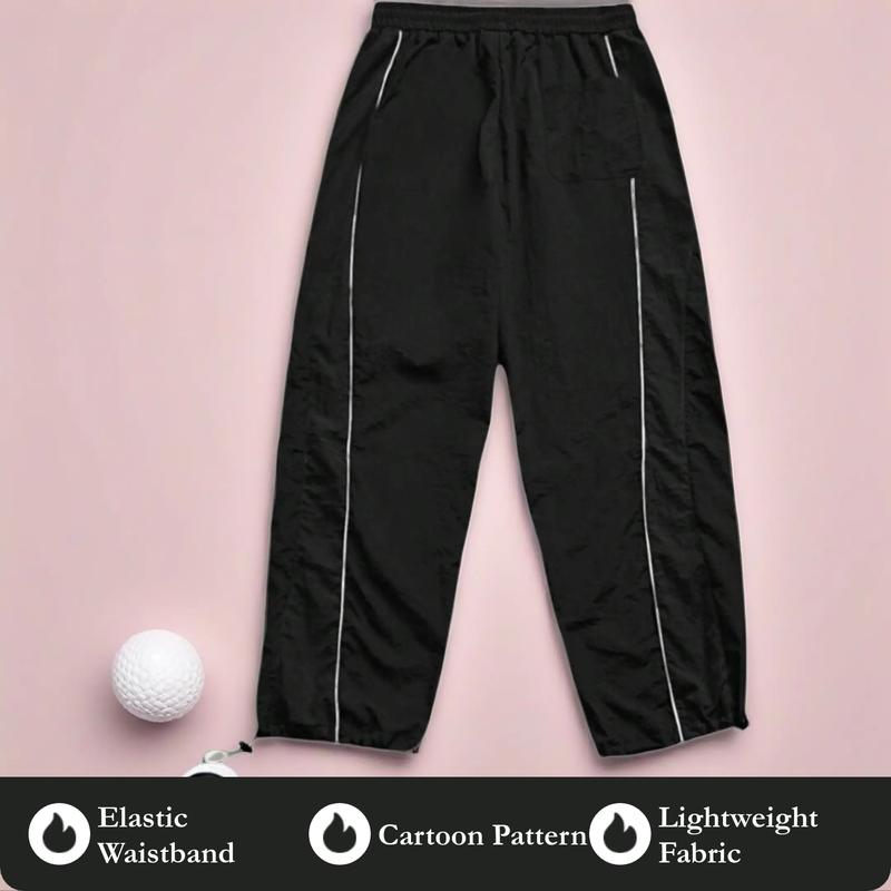 Men's Casual Sporty Long Pants, Loose Fit Drawstring Cuff, Fashionable Print, Lightweight Fabric, Perfect for Daily Wear