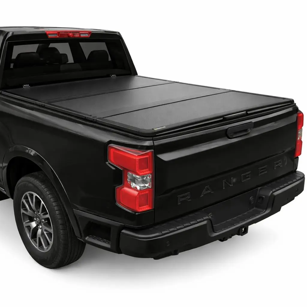 Heavy-Duty Hard Folding Tonneau Cover for 2022–2023 Ford F-150 4.2ft Bed – Secure Tri-Fold Truck Bed Cover – Durable Black Exterior – Fits Ford F150 – Superior Truck Accessories