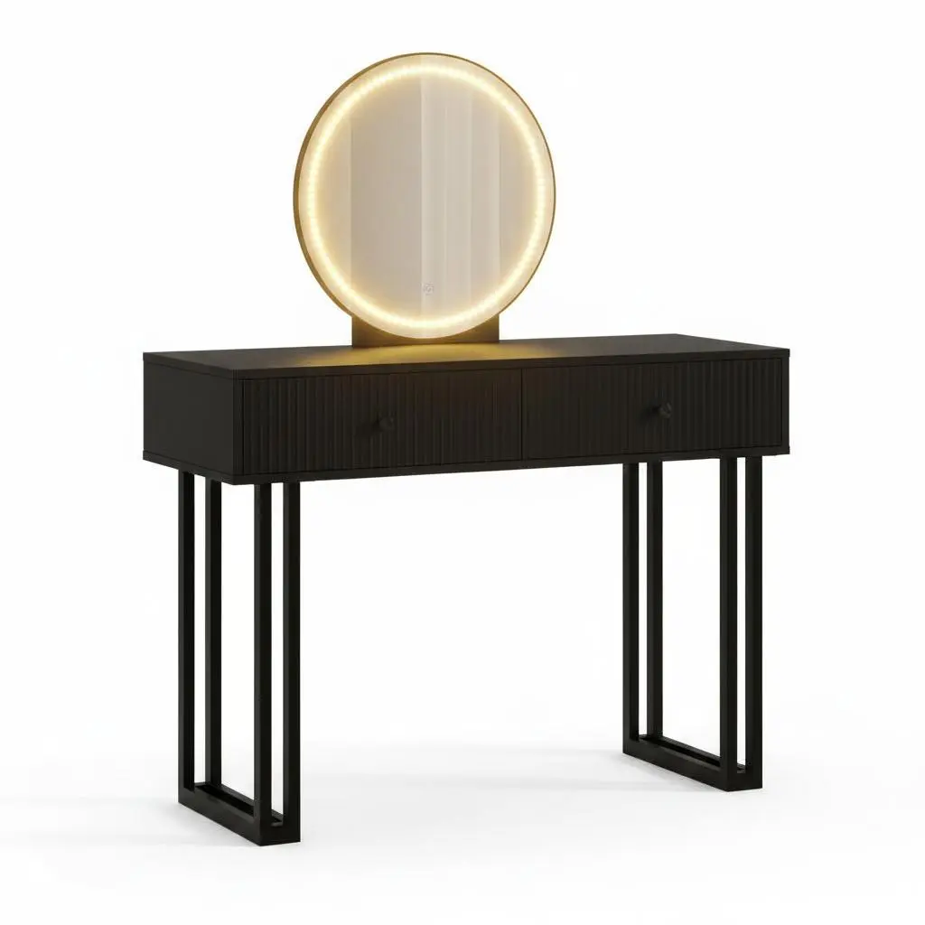 Vanity Desk with Adjustable LED Lighting and Mirror – Drawers, Modern Makeup Table for Bedroom, Sleek Dressing Table for Women and Girls