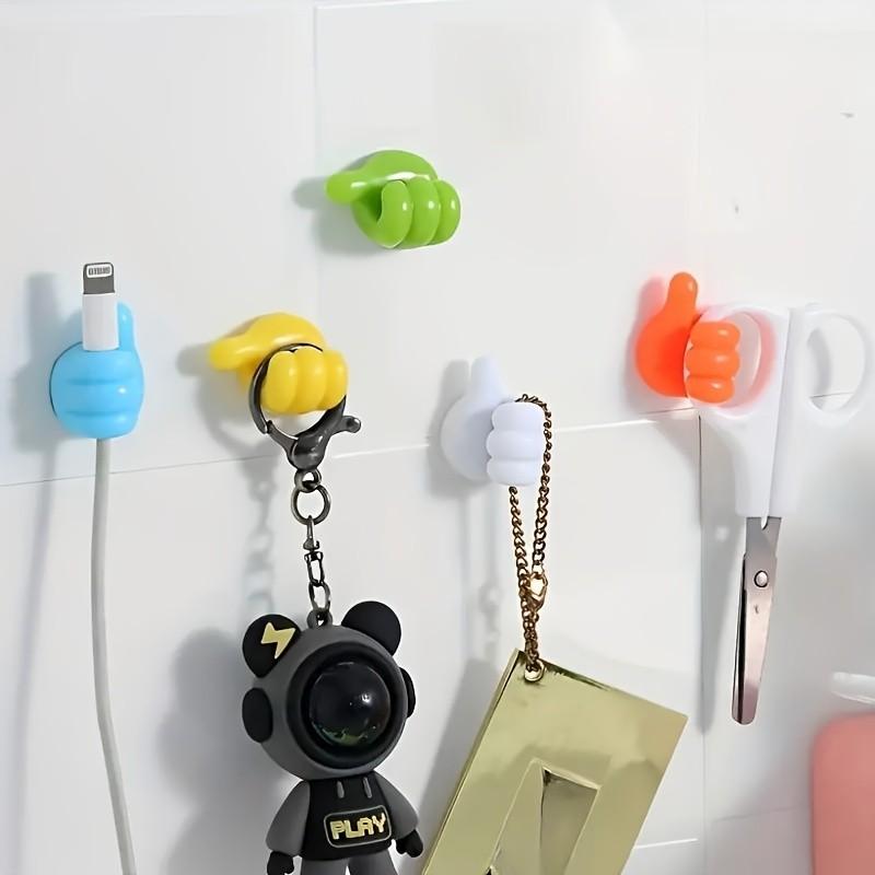 5-Piece Thumb-Shaped Organizer Set, Random Color, Multi-Functional Adhesive Hooks, Cable Management Clips, No Drilling Sticky Hooks