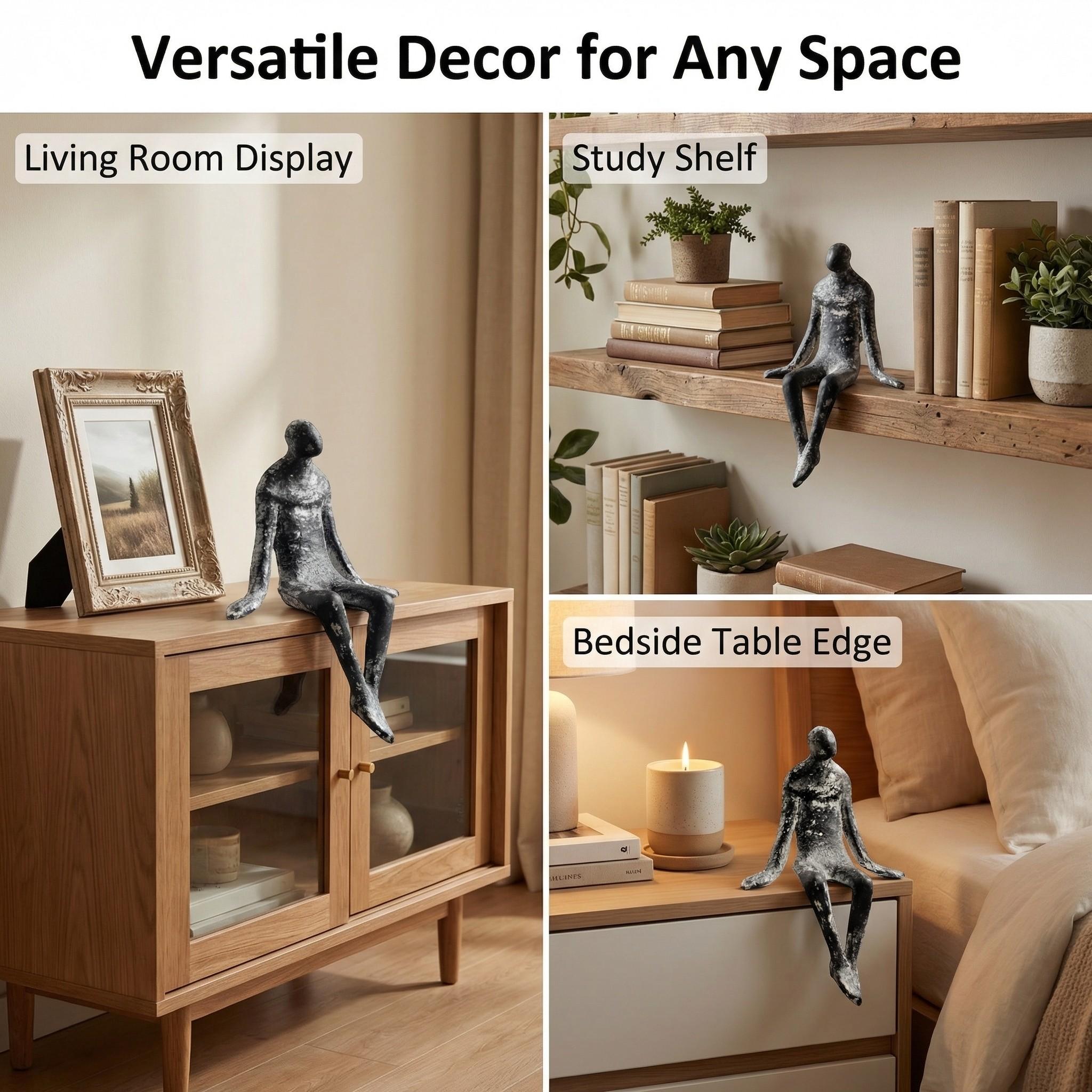 1pc Cast Iron Vintage Seated Human Statue Ornament, Home Desktop Decor, Counter, Window Shelf, Bar, Bookshelf Decoration