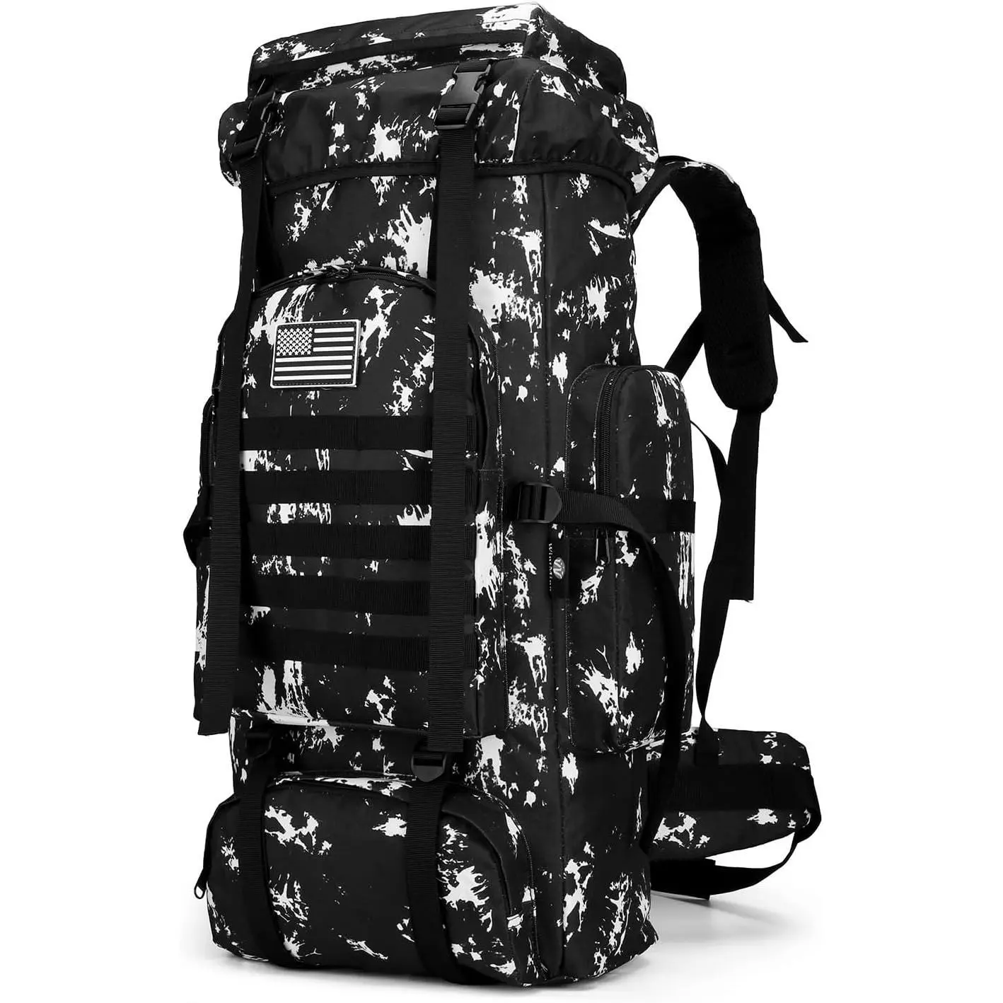 Hiking Tactical Outdoor Backpack - Unisex 70L-100L Expandable 900D Oxford MOLLE Military Rucksack, Belted, Adjustable Belt, Waterproof Liner, Weight-Dispersing Design, Top Pocket Quick Access, 3-Pocket Access, High-Capacity for Camping, Trekking