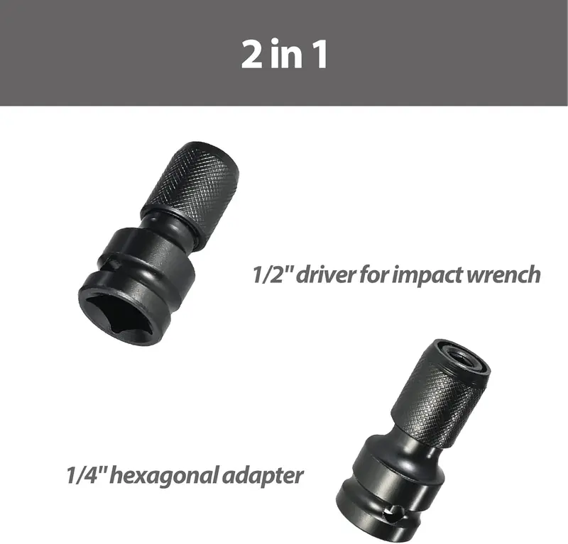 1/2 inch Square Drive to 1/4 inch Hex Female Socket Adapter Converter Chuck Adapter for Impact Air and Electric Wrench 1/2 inch Square Drive to 1/4 inch Hex Female Socket Adapter Converter Chuck Adapter for Impact Air and Electric Wrench